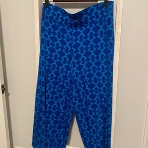 KETTLEWELL Jersey Printed Culottes Cropped Trousers Navy Blue Size L